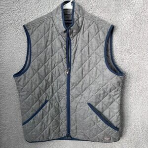 Southern Tide Vest Mens Large Gray Quilted Full Zip Mock Neck Outdoor‎ Hiking